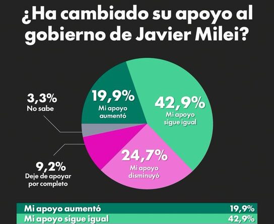 CONTUNDENTE ENCUESTA: EL 60,7% NO VOTARÍA LA REELECCIÓN DE MILEI SI LAS ELECCIONES PRESIDENCIALES FUERAN HOY